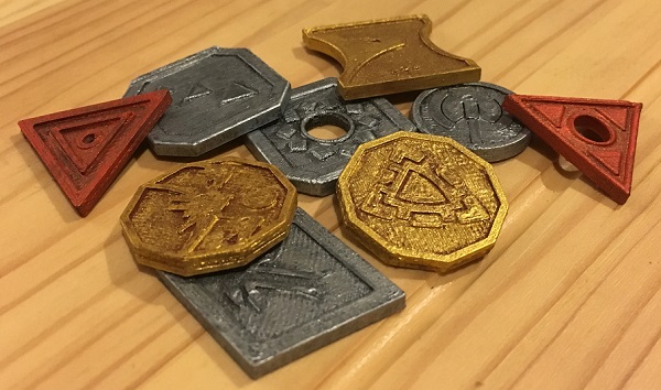 3D printed and hand painted coins for tabletop role playing games
