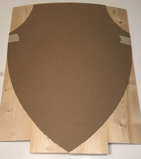 Heater shield pattern taped onto the shield boards